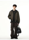 RT No. 10709 WASHED BROWN CARGO STRAIGHT DENIM PANTS