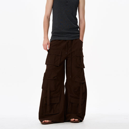 RT No. 18184 MULTI POCKET CARGO WIDE STRAIGHT PANTS