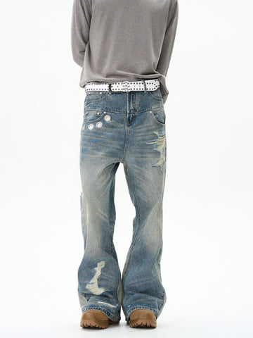 RT No. 12155 DISTRESSED DENIM STRAIGHT JEANS