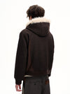 RT No. 50517 WOOLEN FUR HOODED JACKET