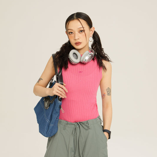 RTK (W) No. 3167 VERTICAL KNIT SLEEVELESS SHIRT VEST