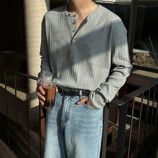 RT No. 18502 KNIT HENLEY COLLAR LONG SLEEVE