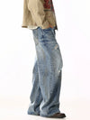 RT No. 19813 BLUE DISTRESSED DENIM STRAIGHT JEANS
