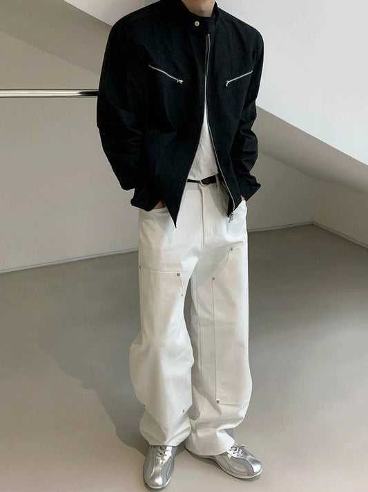 RT No. 19004 BLACK ZIP-UP MOTORCYCLE JACKET