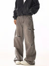 RT No. 19815 BROWN-GRAY DISTRESSED CARGO STRAIGHT PANTS