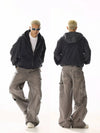 RT No. 19815 BROWN-GRAY DISTRESSED CARGO STRAIGHT PANTS