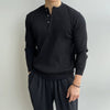 RT No. 10507 VERTICAL KNIT HENRY COLLAR LONG SLEEVE