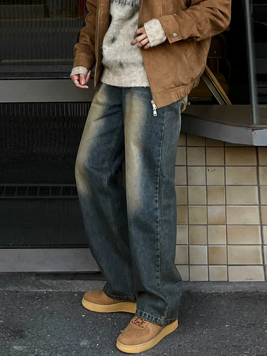 RT No. 45005 WASHED DENIM STRAIGHT JEANS