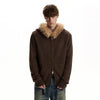 RT No. 59073 KNITWEAR FUR COLLAR ZIPPER HOODIE