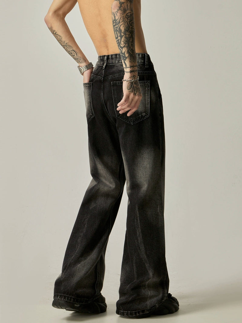 RT No. 11283 WASHED BLACK RELAX STRAIGHT JEANS