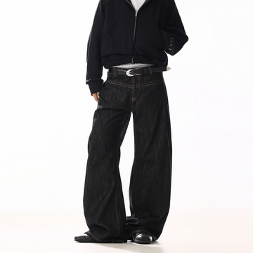 RT No. 19840 BLACK RECONSTRUCTED SCIMITAR DENIM JEANS