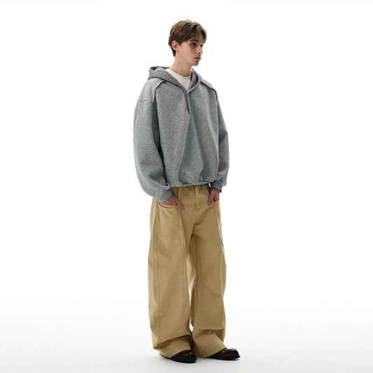 RT No. 42012 KNITWEAR HENLEY COLLAR HOODIE