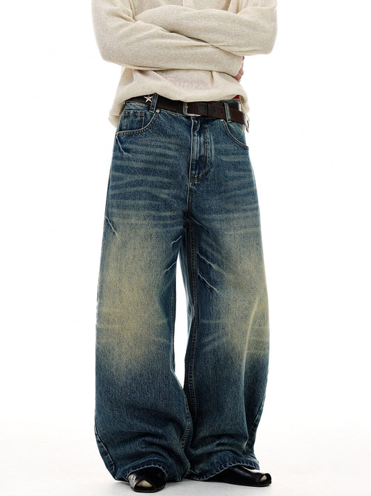 RT No. 55111 WHISKER WIDE STRAIGHT DENIM JEANS