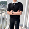 RT No. 9167 BLACK KNIT CONTRAST POLO SHIRT