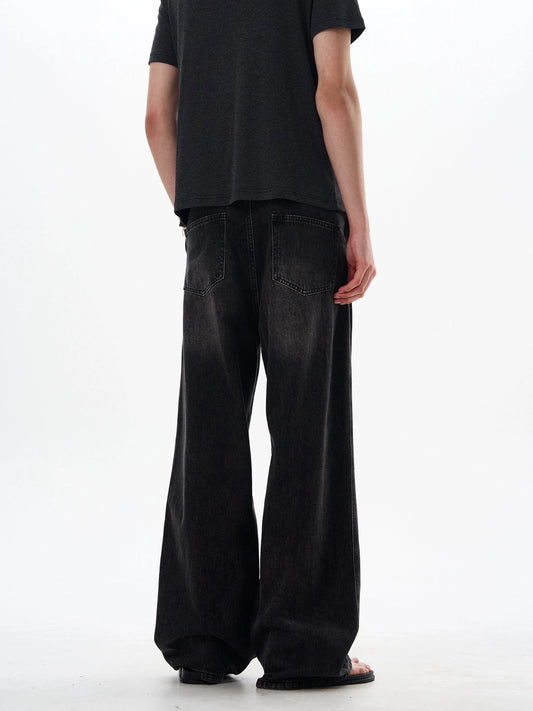 RT No. 18030 BLACK DISTRESSED DENIM STRAIGHT JEANS