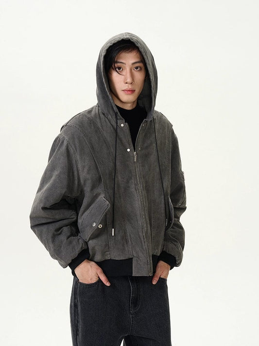 RT No. 11992 GRAY RECONSTRUCTED WORKWEAR ZIP-UP JK