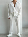 RT No. 11304 PLEATED V-NECK CARDIGAN & RELAX PANTS