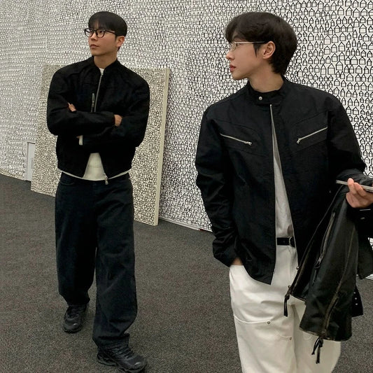 RT No. 19004 BLACK ZIP-UP MOTORCYCLE JACKET