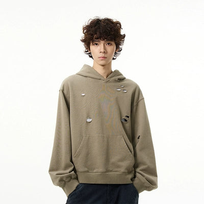 RT No. 11226 DISTRESSED RIPPED PULLOVER HOODIE