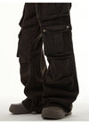 RT No. 10709 WASHED BROWN CARGO STRAIGHT DENIM PANTS