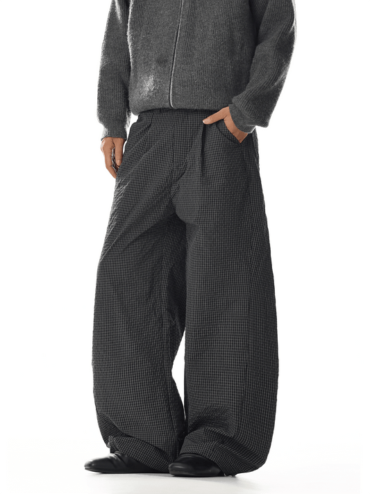 RT No. 32010 PLEATED PLAID SCIMITAR STRAIGHT PANTS