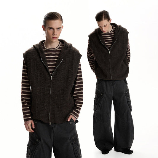 RT No. 59066 KNITWEAR HOODED ZIPPER SWEATER VEST