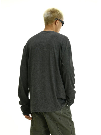 RT No. 11961 DARK GRAY HENRY COLLAR LONGSLEEVE