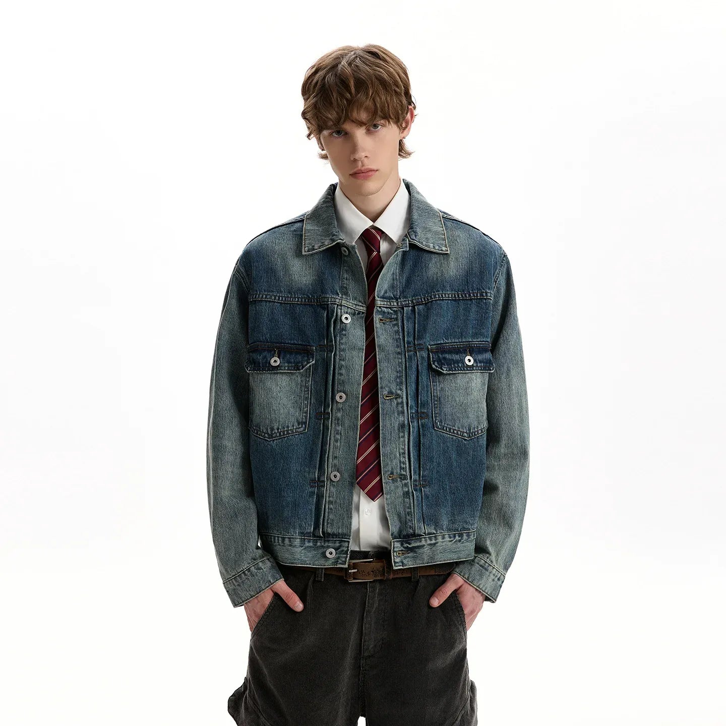 RT No. 40783 WASHED CROPPED DENIM JACKET – REALTAKAI