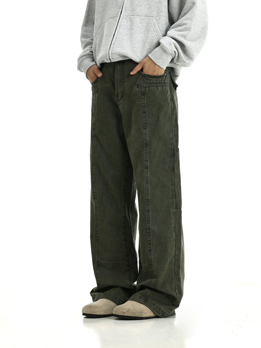 RT No. 11427 ARMY GREEN STRAIGHT CARPENTER PANTS