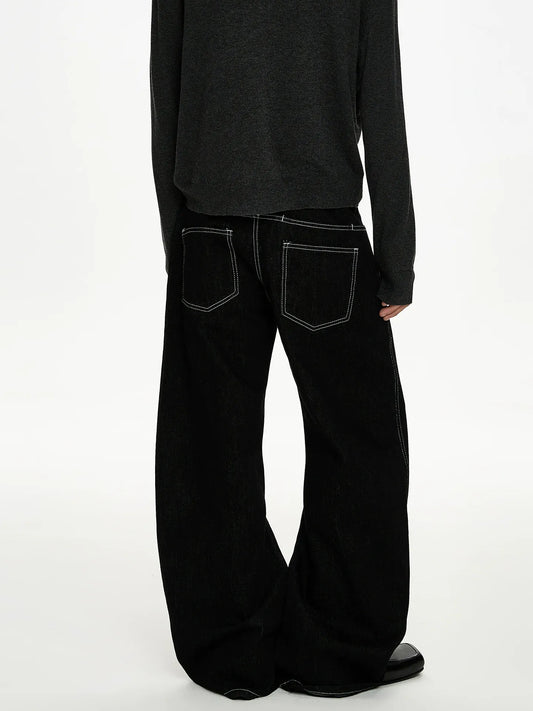 RT No. 50031 STITCHED OUTLINE DENIM STRAIGHT JEANS