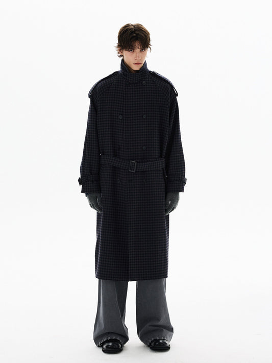 RT No. 50417 WOOLEN PLAID TRENCH COAT
