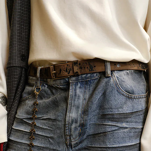 DISTRESSED COWHIDE BELT