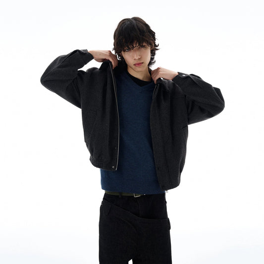 RT No. 25038 MINATO GRAY WOOLEN ZIPPER JACKET