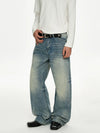 RT No. 50037 WHISKER WASH DENIM STRAIGHT JEANS