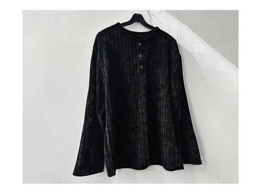 RT No. 11882 BLACK HENRY COLLAR LONGSLEEVE