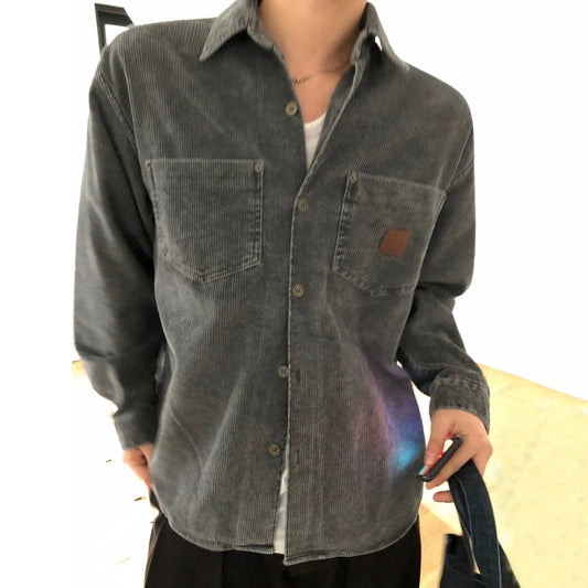 RT No. 32034 GRAY CORDUROY BUTTON-UP SHIRT