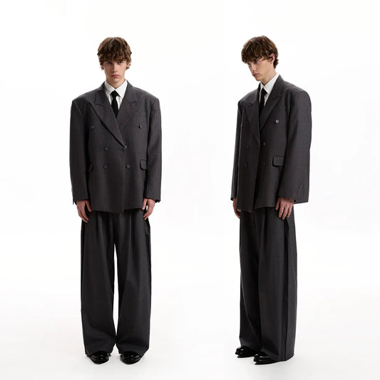 RT No. 40822 STRIPED BLAZER JACKET & PLEATED SUIT PANTS