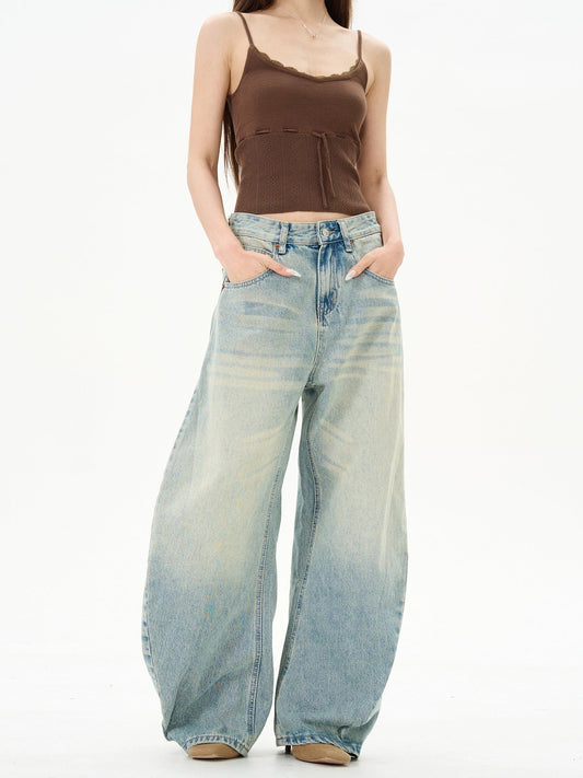 RT No. 12222 WHISKER BLUE DENIM STRAIGHT JEANS