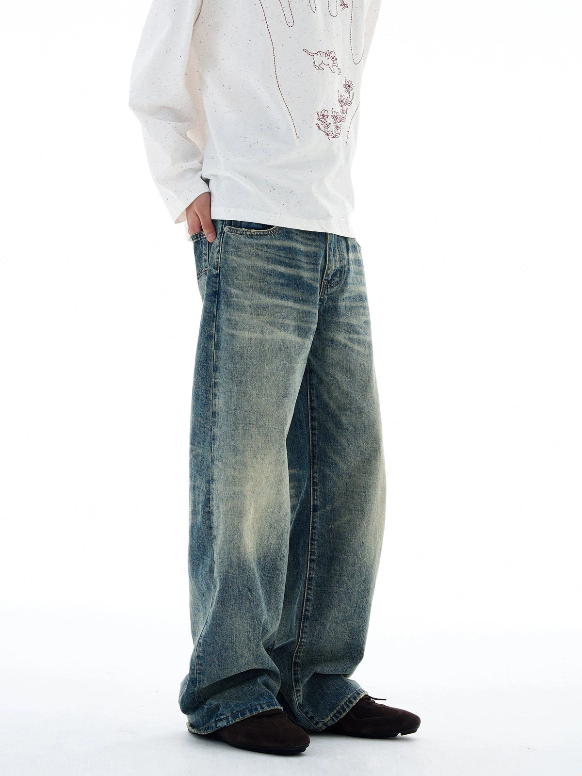 RT No. 25041 WASHED BLUE DENIM STRAIGHT JEANS – REALTAKAI