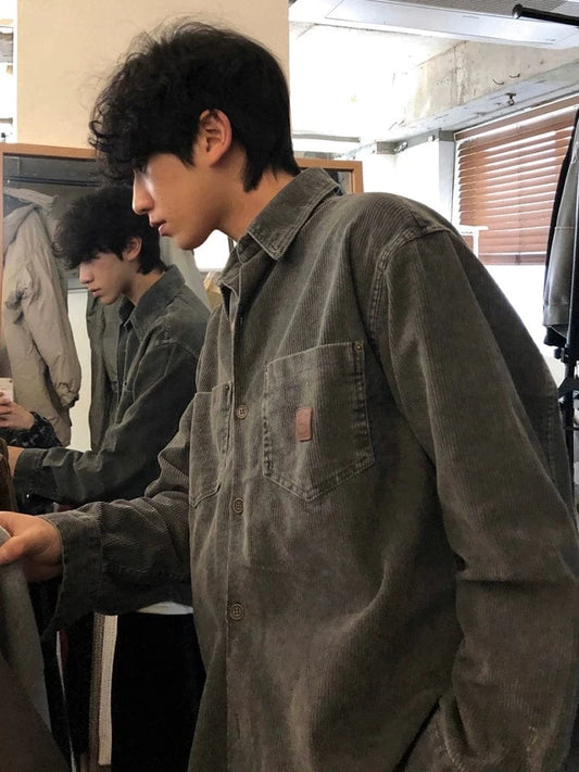 RT No. 32034 GRAY CORDUROY BUTTON-UP SHIRT