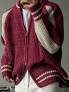 RT No. 12109 KNIT CONTRAST ZIP-UP SWEATER