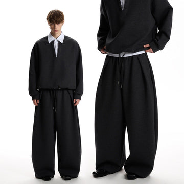 RT No. 59058 TWO-PIECE V-NECK POLO SWEATER & SILHOUETTE SWEATPANTS