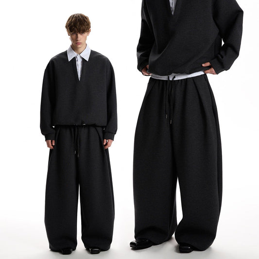 RT No. 59058 TWO-PIECE V-NECK POLO SWEATER & SILHOUETTE SWEATPANTS