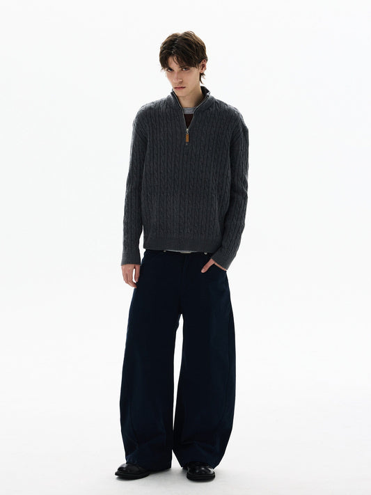 RT No. 50415 KNITWEAR TWIST QUARTER ZIP SWEATER