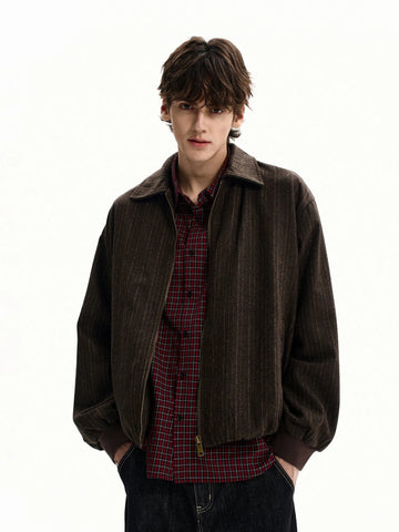 RT No. 32809 BROWN WOOLEN ZIP JACKET