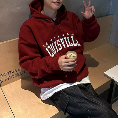 RT No. 11035 CRIMSON RED LETTERED PULLOVER HOODIE