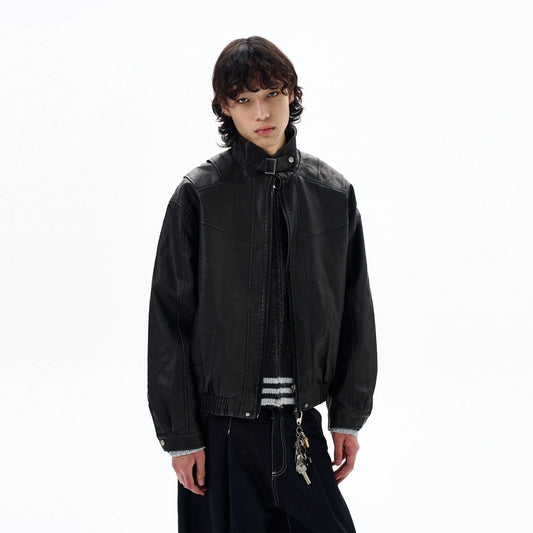 RT No. 29033 RECONSTRUCTED COLLAR LEATHER JACKET
