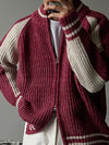 RT No. 12109 KNIT CONTRAST ZIP-UP SWEATER