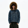 RT No. 32519 FUR HOODED DENIM JACKET