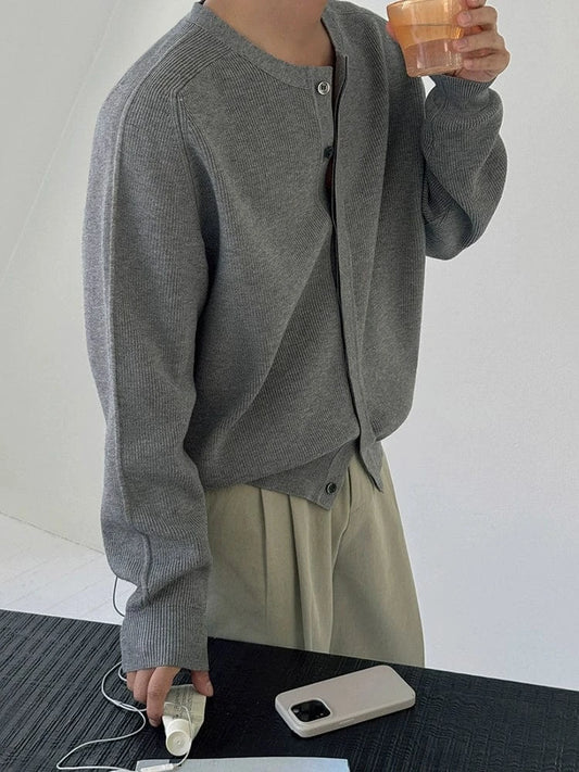 RT No. 32037 GRAY KNIT CARDIGAN SWEATER